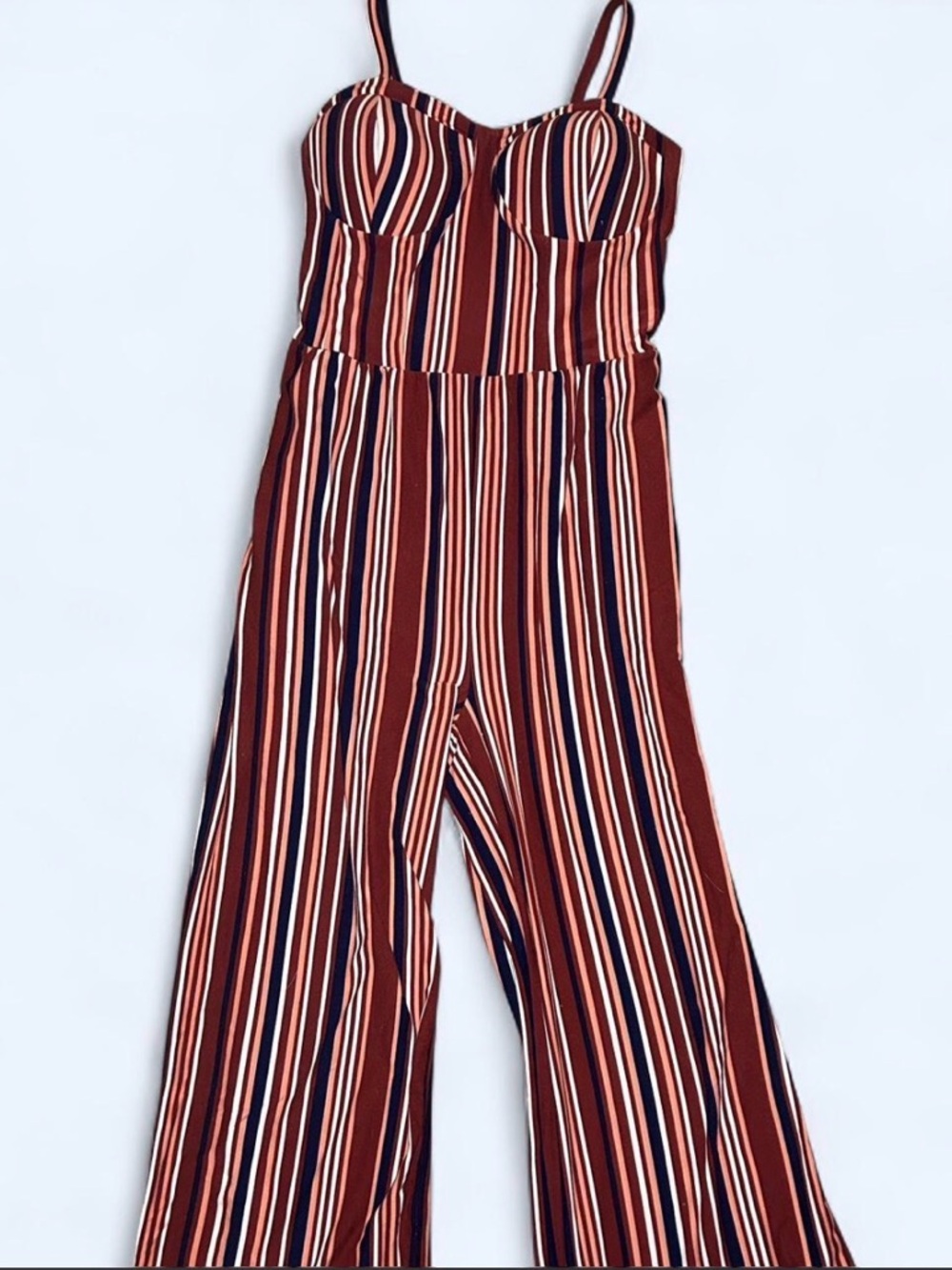 Striped Jumpsuit in Red, White, and Black